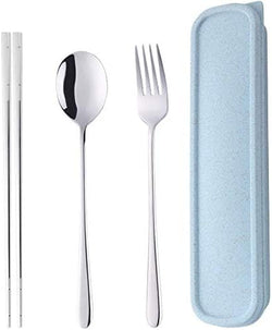 Portable Travel Flatware 3PCS Spoon Fork Chopsticks Set 18/10 Stainless Steel by DOBUYOO