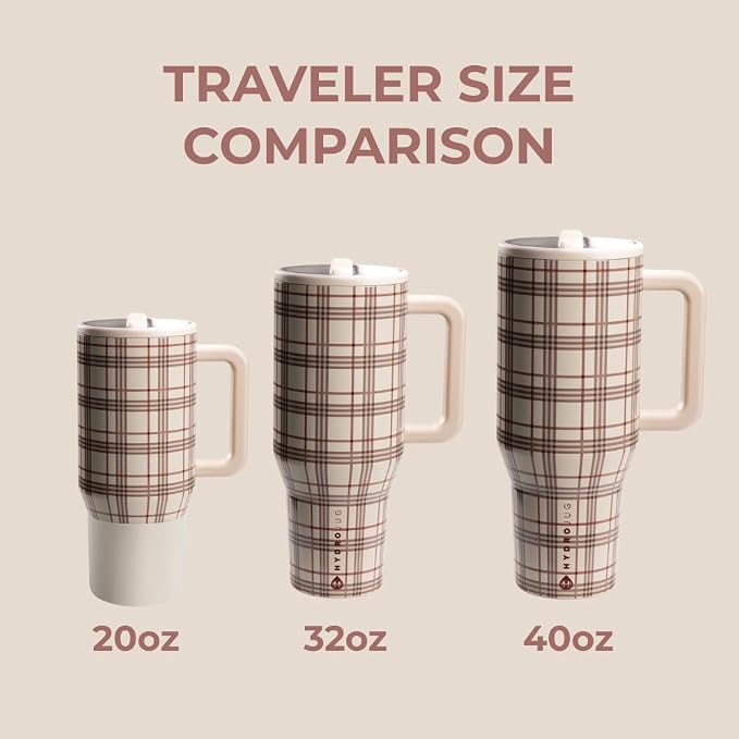 HydroJug Traveler - 40 oz Water Bottle with Handle & Flip Straw - Fits in Cup Holder, Leak Resistant Tumbler-Reusable Insulated Stainless Steel & Rubber Base - Gifts for Women & Men, Blair - Image 4