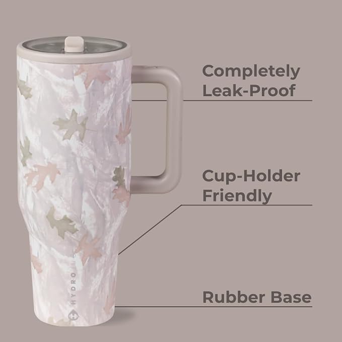 HydroJug Traveler - 32 oz Water Bottle with Handle & Flip Straw - Fits in Cup Holder, Leak Resistant Tumbler-Reusable Insulated Stainless Steel & Rubber Base - Gifts for Women & Men, Camo - Image 2