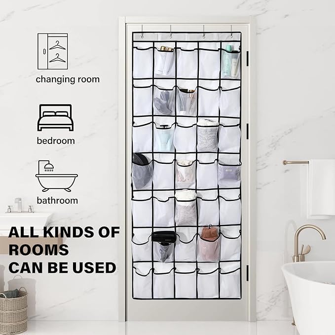 40 Mesh Pocket Over the Door Shoe Organizer, Hanging Shoe Rack - Image 7