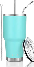 D·S 30oz Mint Tumbler Stainless Steel Double Wall Vacuum Insulated Mug with Straw and Lid, Cleaning Brush for Cold and Hot Beverages by D%C2%B7STUMBLER