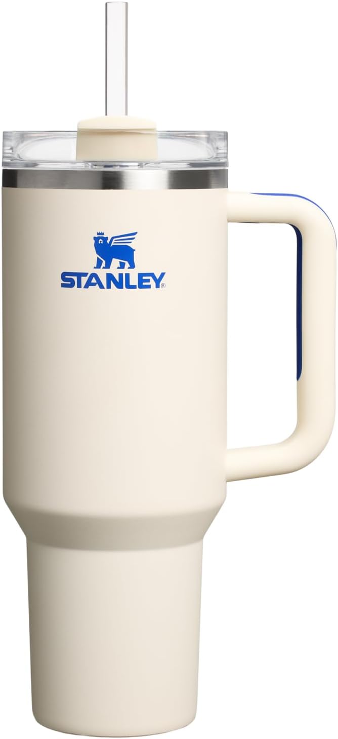 STANLEY Quencher H2.0 Tumbler with Handle and Straw 40 oz | Flowstate 3-Position Lid | Cup Holder Compatible for Travel | Insulated Stainless Steel Cup | BPA-Free | Cream Royal by Unknown