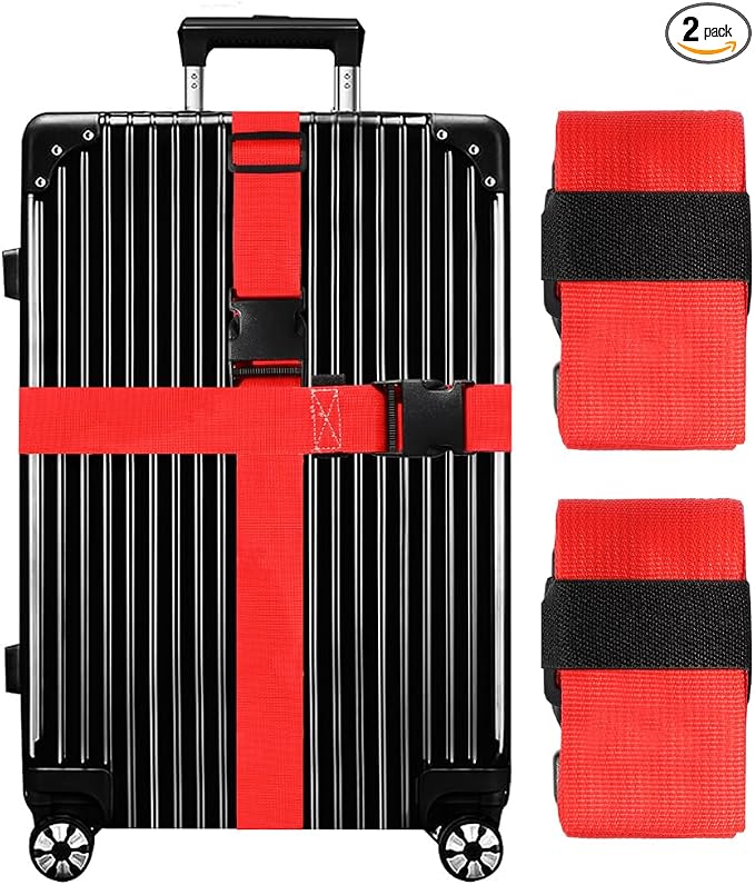 Luggage Straps for Suitcases TSA Approved-2 Pack Bright Personalized Luggage by GOWRAPS