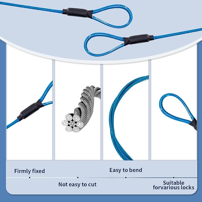 3.3mm Outdoor Travel Stainless Steel Security Cable-4ft Luggage Lock Safety - Image 4