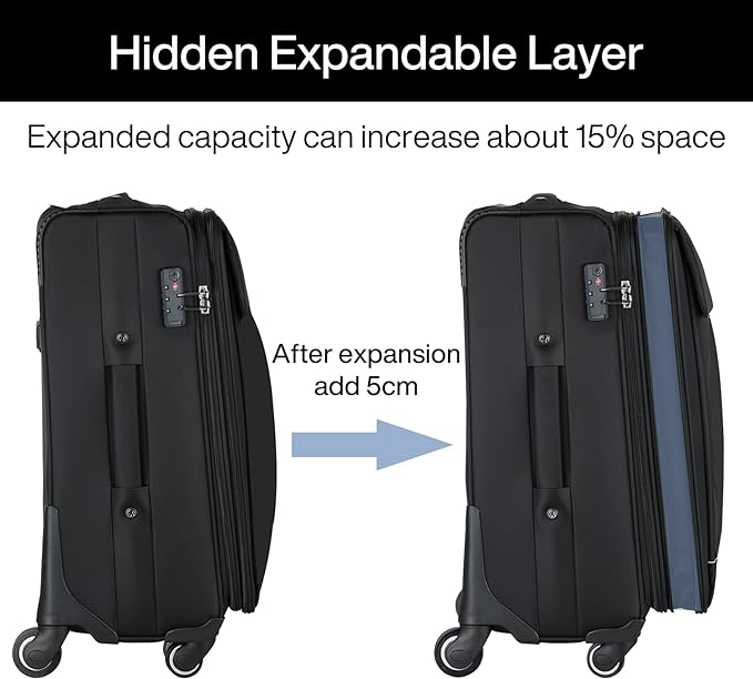 Hanke 20 Inch Expandable Carry On Luggage 22x14x9 Airline Approved Softside - Image 5