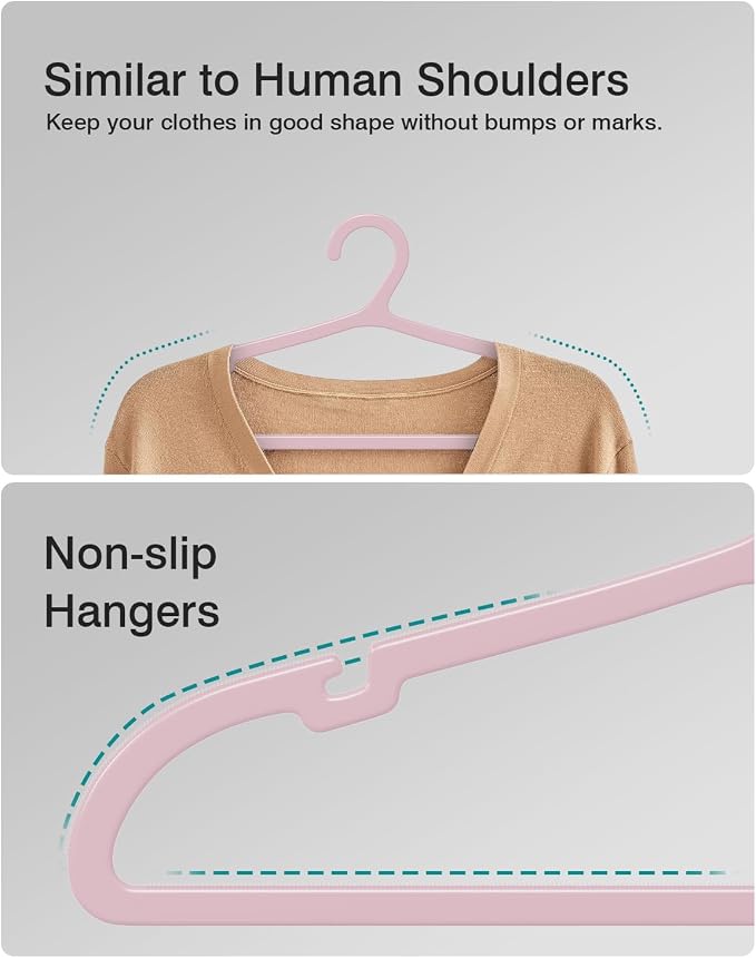 30 Pack Clothes Hangers, Non Slip Plastic Coat Hangers, Space Saving, Heavy Duty - Image 3