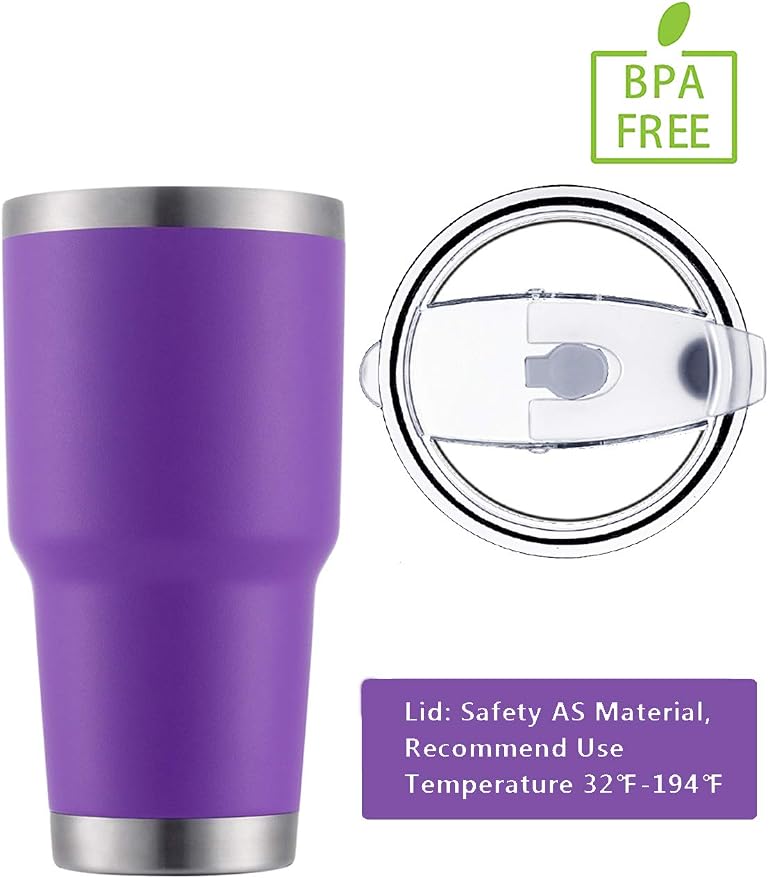 D·S 30oz Purple Tumbler Stainless Steel Double Wall Vacuum Insulated Mug with Straw and Lid, Cleaning Brush for Cold and Hot Beverages (30oz Purple)… - Image 4