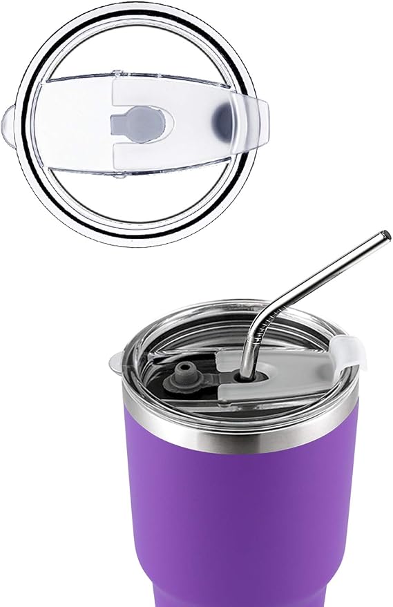 D·S 30oz Purple Tumbler Stainless Steel Double Wall Vacuum Insulated Mug with Straw and Lid, Cleaning Brush for Cold and Hot Beverages (30oz Purple)… - Image 2