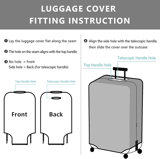 Luggage Cover Suitcase Cover Suitcase Protector Fit 26-28 Inch Luggage - Image 5