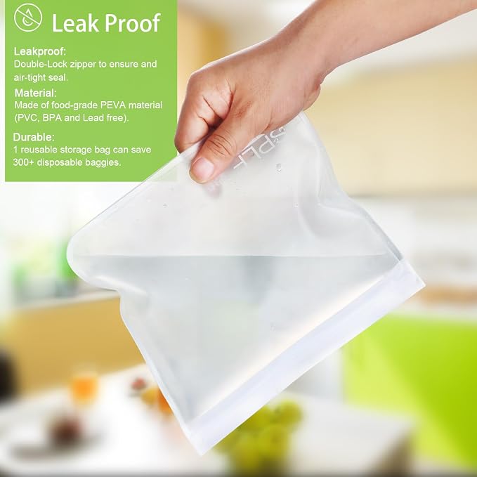 SPLF 6 Pack Dishwasher Safe Reusable Gallon Freezer Bags, BPA FREE Extra Thick - Image 4