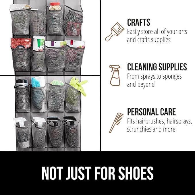GORILLA GRIP Over the Door Shoe Organizer, 35 Large Breathable Mesh Pockets - Image 7