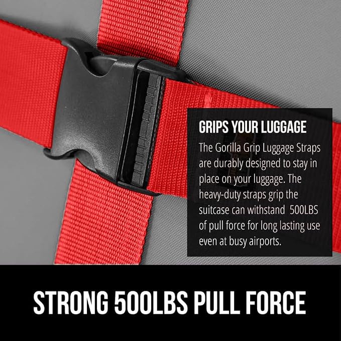 GORILLA GRIP Heavy Duty 8 Pack Adjustable Luggage Straps - Image 3