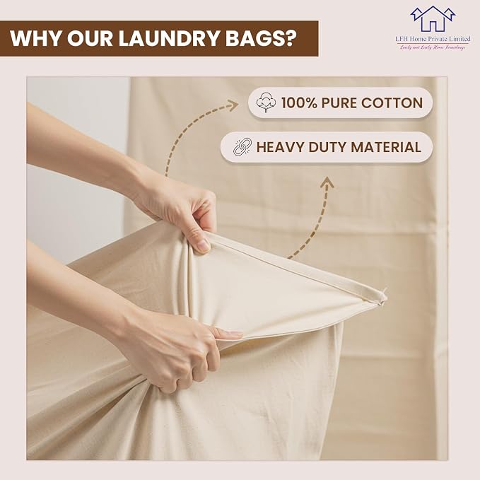 LFH Home Cotton Canvas Extra Large Laundry Bag - Image 8