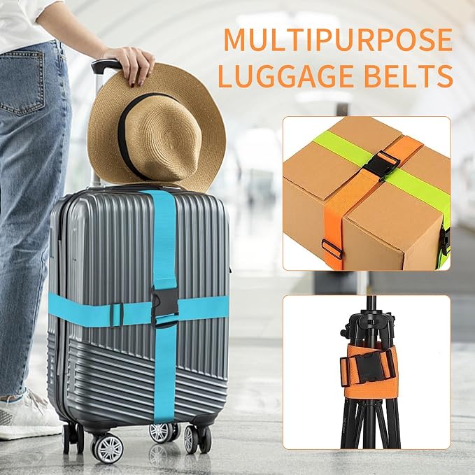BILIONE 4 Pack Luggage Straps 79" Long Belts Keep Suitcase Secure While - Image 8