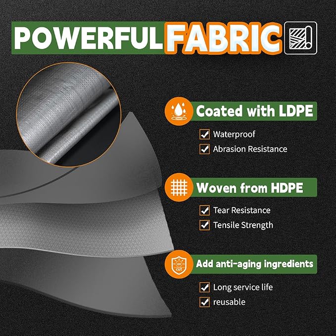 RAINDEWAY Tarps Heavy Duty Waterproof 9x9 Feet, 10Mil Multipurpose Poly Tarp - Image 3