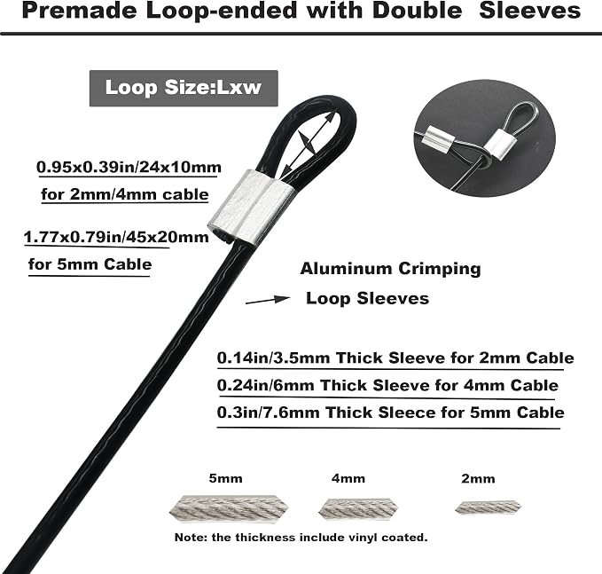 5 Pcs 4mm Wire 48 inch Vinyl Coated Stainless Steel Cable - Image 4