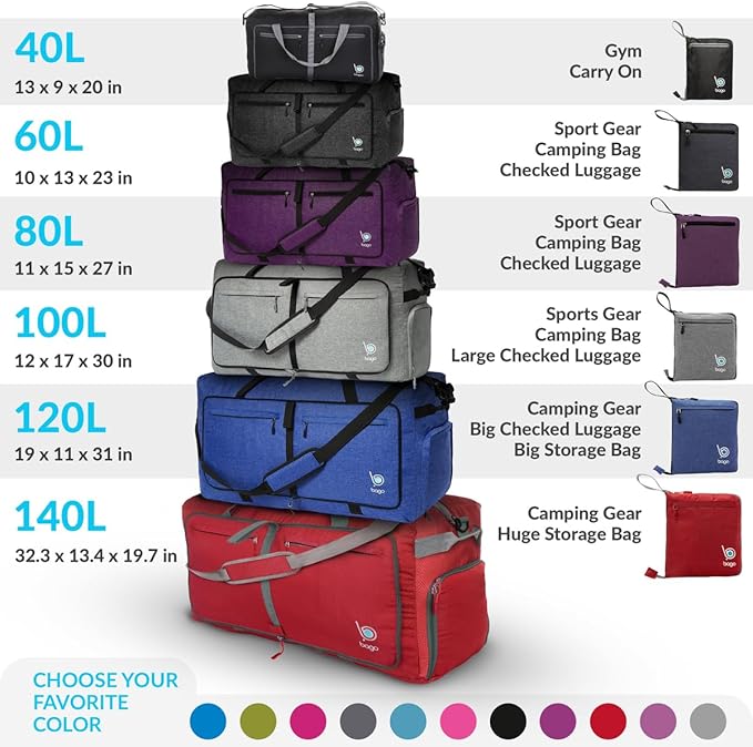 Bago Foldable Duffel Bags for Traveling Women & Men - 40L Sports Packable - Image 9