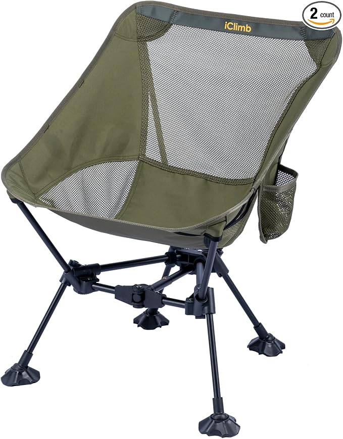 iClimb Ultralight Compact Camping Folding Beach Chair by iClimb