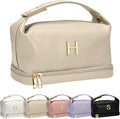 Makeup Bag with Handle, Waterproof Double Layer Cosmetic Bag, Large Capacity PU by Vogewood