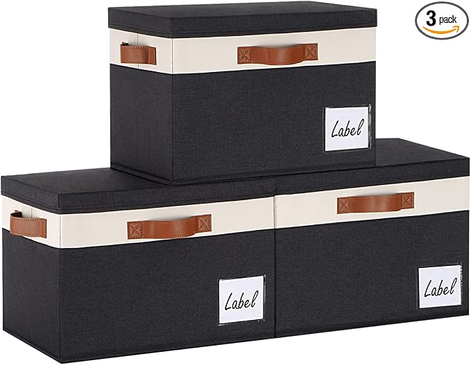 Extra Large Storage Bins with Lids, Foldable Fabric Storage Baskets with Lids by PFFVRP