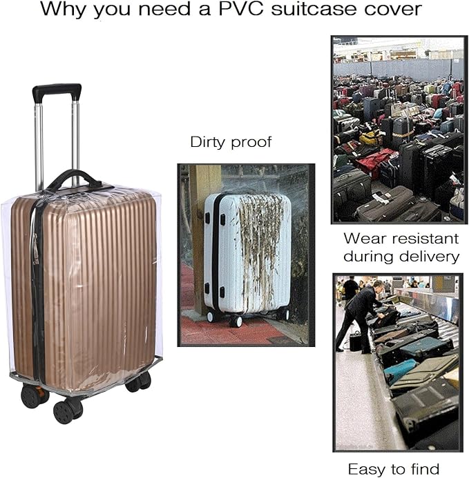 Clear PVC Suitcase Cover Protectors, Thicken Wheeled Luggage Cover Waterproof - Image 6