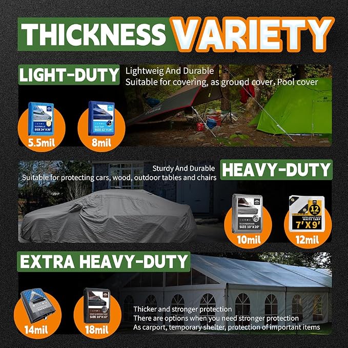 RAINDEWAY Tarps Heavy Duty Waterproof 12x20 Feet, 10Mil Multipurpose Poly Tarp - Image 8