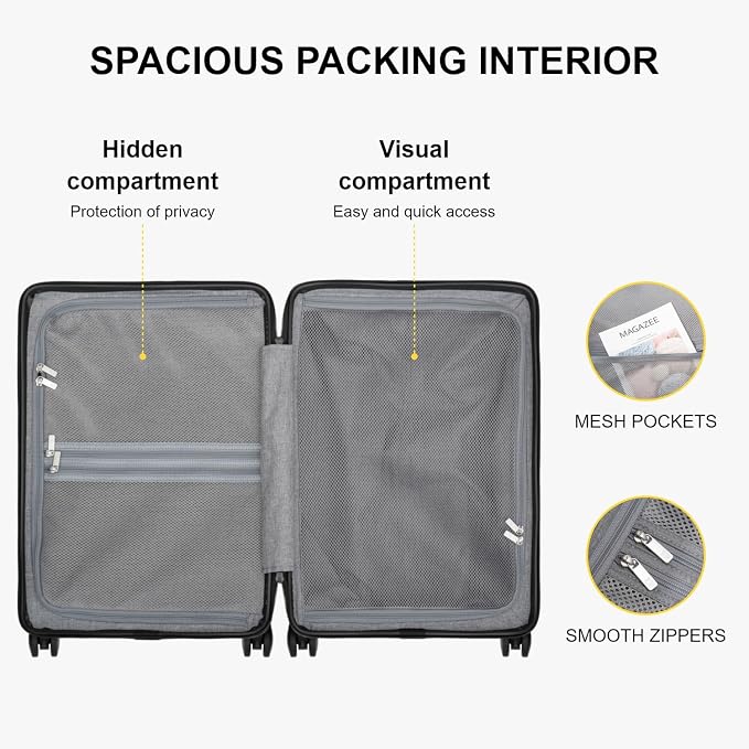 LEVEL8 Hard Shell Carry on Luggage Airline Approved, Carry-on Suitcases - Image 8