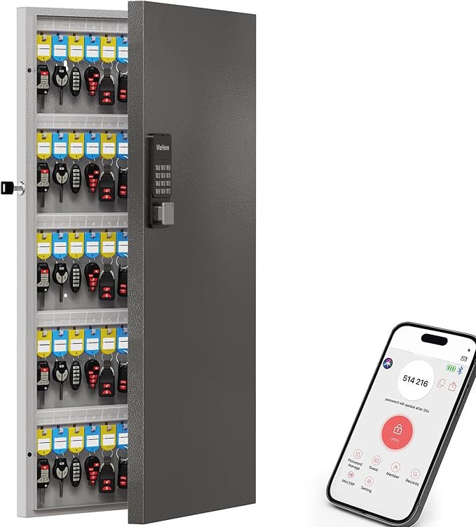 WeHere 120 Key Lock Box Wall Mount, APP Bluetooth/OTP/Wi-Fi/Fixed Code/Key by WeHereSmartBoxLock