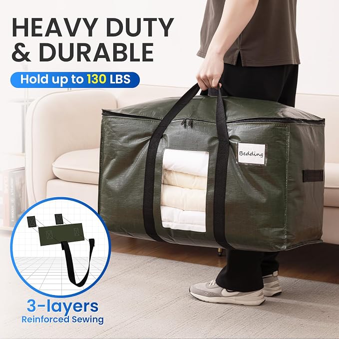 TAILI 2 Pack Green Extra Large Storage Bags, Heavy Duty Totes - Image 5