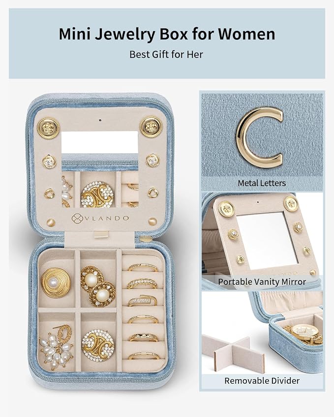 Vlando Travel Essentials for Women Jewelry Box, Travel Accessories for Teen - Image 4