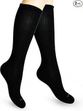 Cotton Compression Socks for Women & Men. 15-20 mmHg Support Knee-High Black M/L by SocksLaneCompression