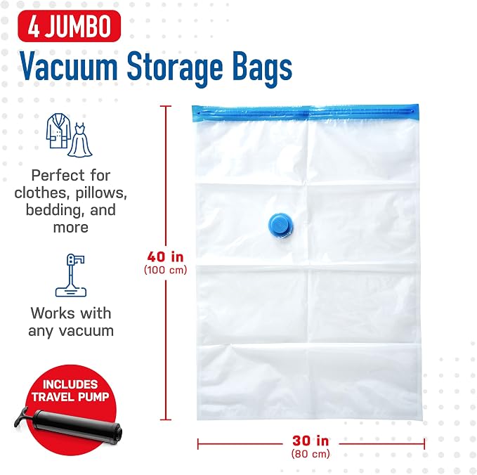 4 Pack Jumbo Vacuum Storage Bags - Image 3