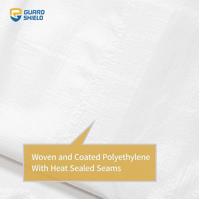 GUARD SHIELD Tarp White 10x10 Feet Multi Purpose Waterproof Poly Tarp Cover 5mil - Image 6
