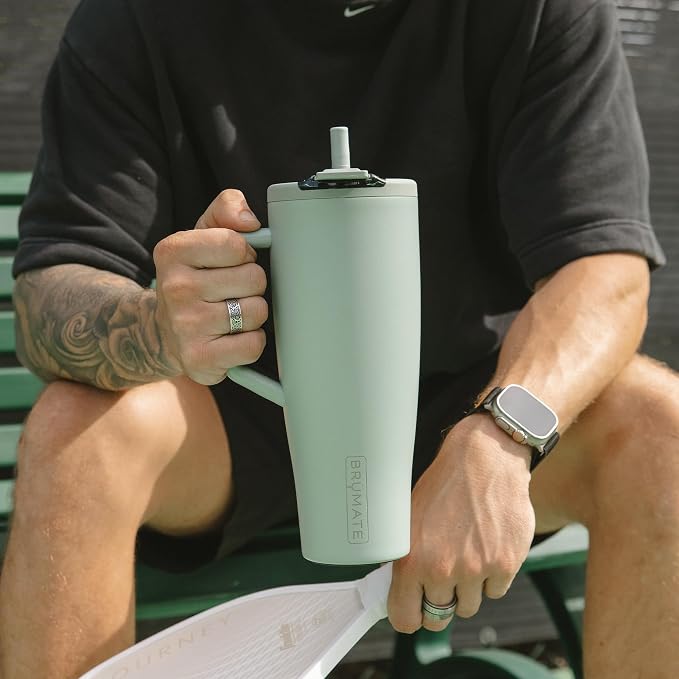 BrüMate Era Flip 40oz Tumbler with 100% Leakproof Covered Straw Lid | Hygienic Covered Straw | Insulated Stainless Steel Water Bottle with Handle | Cup Holder Friendly | BPA-Free (Rose Taupe) - Image 5