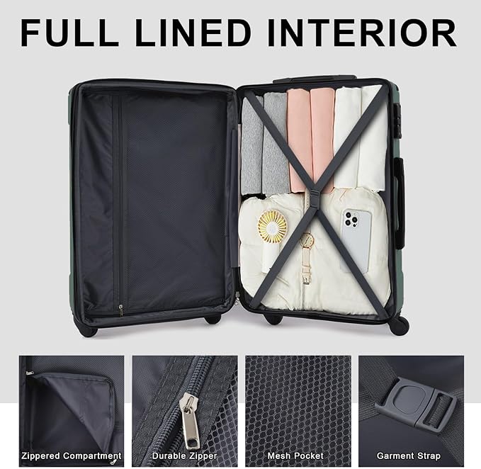 Merax 28 Inch Checked Luggage, Lightweight & Expandable Hardshell ABS Suitcase - Image 6