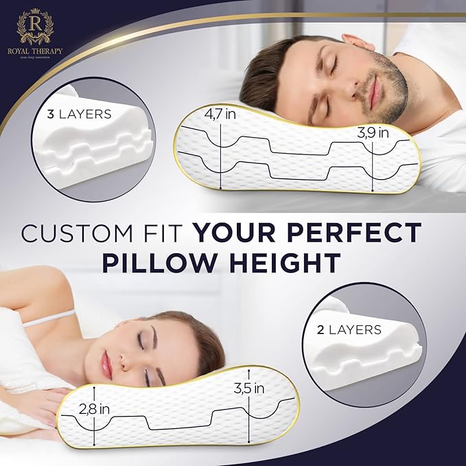 Royal Therapy 2-Pack Queen Memory Foam Pillow, Queen Contour, Orthopedic Pillow - Image 4