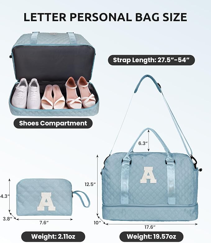 Gifts for Sister-Travel Bag for Women Shoe Compartment, Personalized Weekender - Image 3