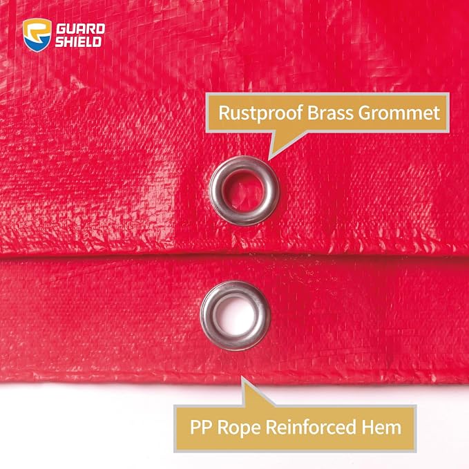 GUARD SHIELD Red Tarp 16x20 Feet Tarps High Visibility Outdoor Poly Cover - Image 3