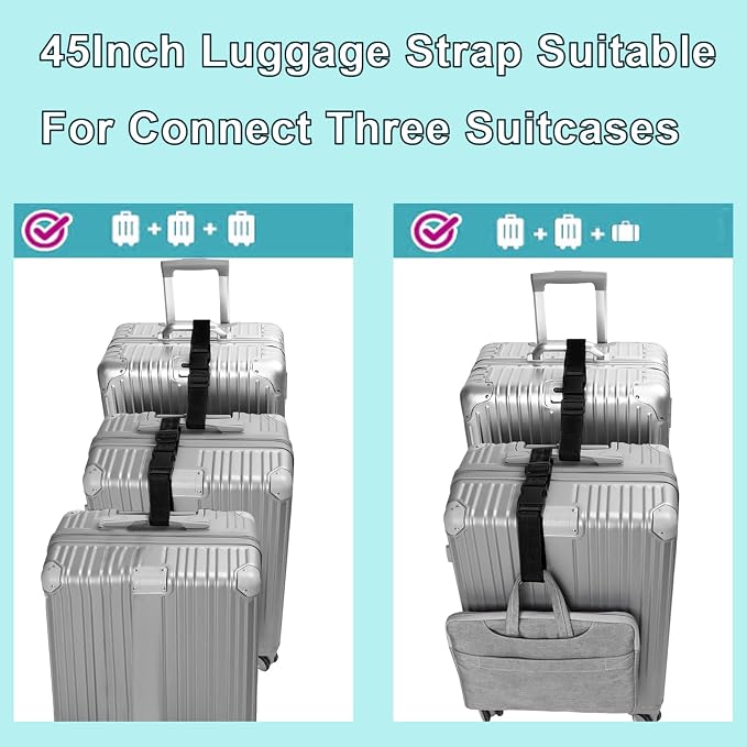 4Pack Add Bag Luggage Straps to Connect Two Suitcases, Adjustable Luggage Belt - Image 4