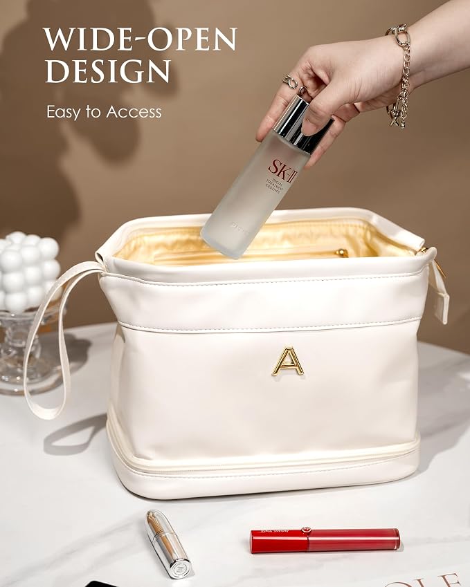 Women Gifts, Initial Makeup Bag, Personalized Double Layer Cosmetic Bag - Image 3