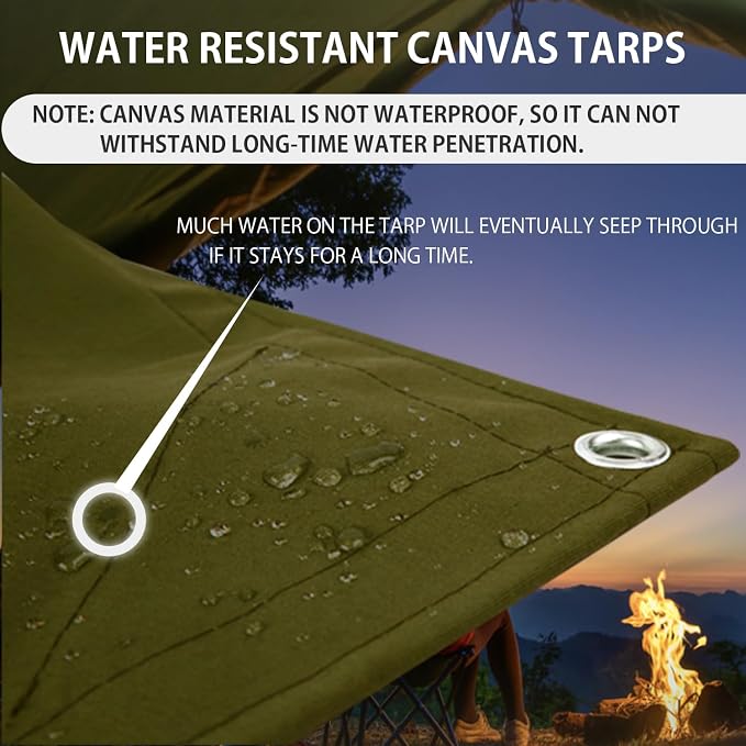 FoundGo Canvas Tarp 10x20ft Heavy Duty Waterproof Tarps - Image 4