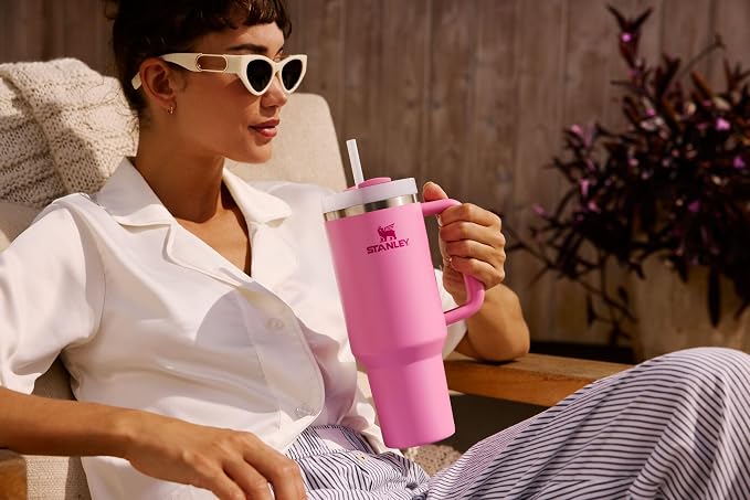 STANLEY Quencher H2.0 Flow State Tumbler, 40 oz, Cream Royal Fireworks | Handle and Straw | 3-Position Lid | Cup Holder Compatible for Travel | Insulated Stainless Steel Cup | BPA-Free - Image 10