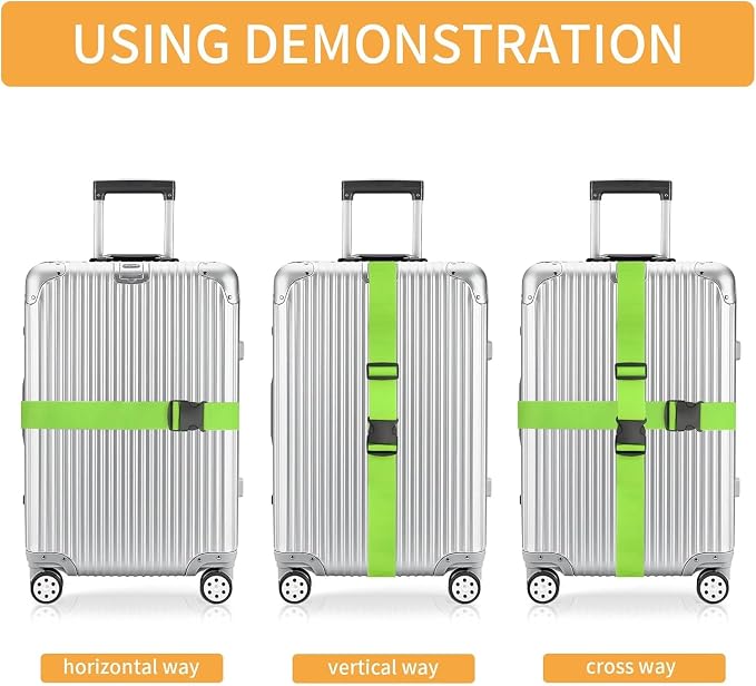 BILIONE 4 Pack Luggage Straps 79" Long Belts Keep Suitcase Secure While - Image 5