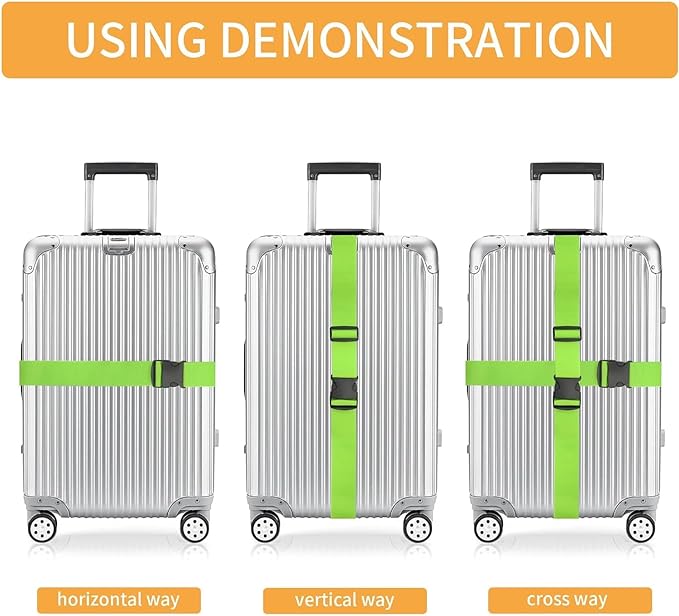 BILIONE 4 Pack Luggage Straps 79" Long Belts Keep Suitcase Secure While - Image 4