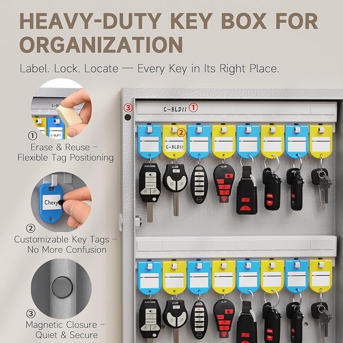 WeHere 48 Key Lock Box Wall Mount, APP Bluetooth/OTP/Wi-Fi/Fixed Code/Key Unlock - Image 3