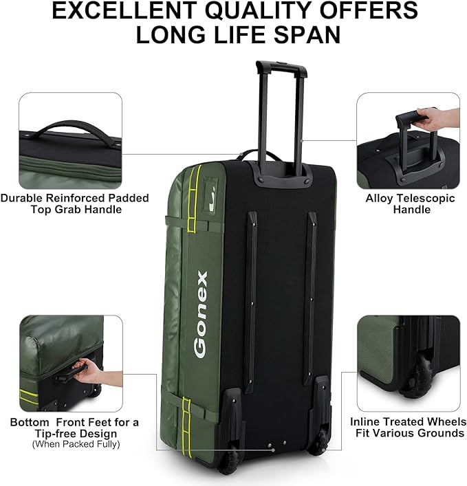 Gonex Rolling Duffle Bag with Wheels, 100L Water Repellent Large Wheeled Travel - Image 5