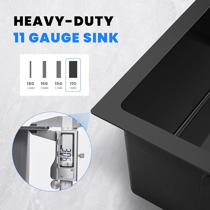 POPFLY 20 Inch Kitchen Sink, 18 Gauge 304 Stainless Steel Single Bowl Drop In - Image 3