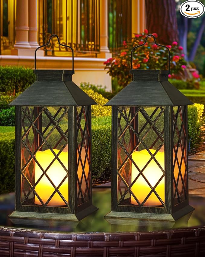 Otdair Solar Lanterns Outdoor Waterproof, 2 Pack 14" Solar Lantern by Otdair