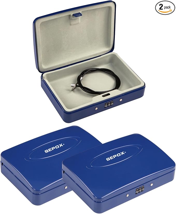 SEPOX® Twins Water/Fire-Resistant Portable Security Case Lock Box Steel by SEPOX
