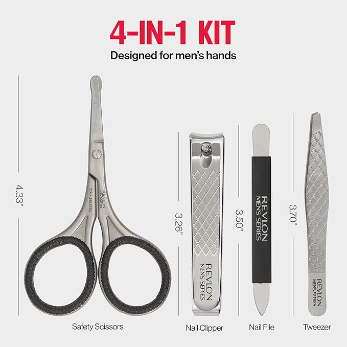 Revlon Men's Grooming Kit, 5-Piece Travel Essentials Set, Includes Nail Clippers - Image 6